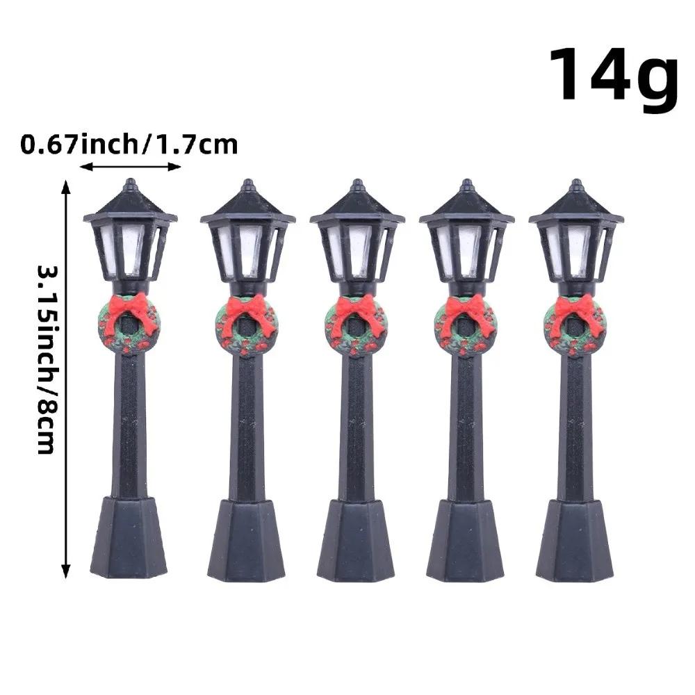 5PCS Plastic Model Mini Retro Street Lights Miniature Simulation Dollhouse Decor Decorative Lights Mini Christmas Style