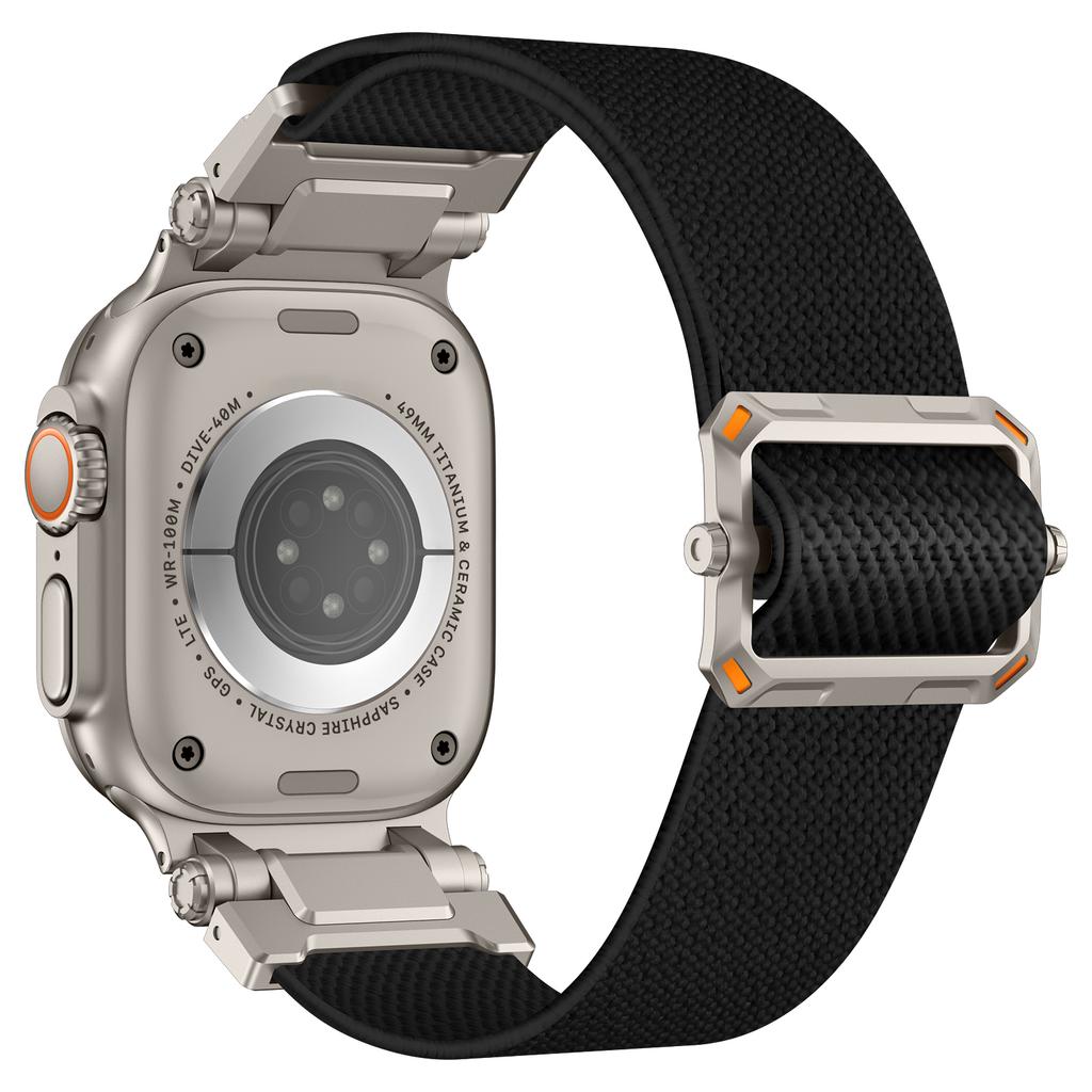 Armband für Apple Watch Serie 10 Ultra 9 8 7 SE 6 5 4 3 2 1 46mm 49mm 45mm 44mm 42mm Titanfarbenes Metallverbinder Nylon Uhrenarmband