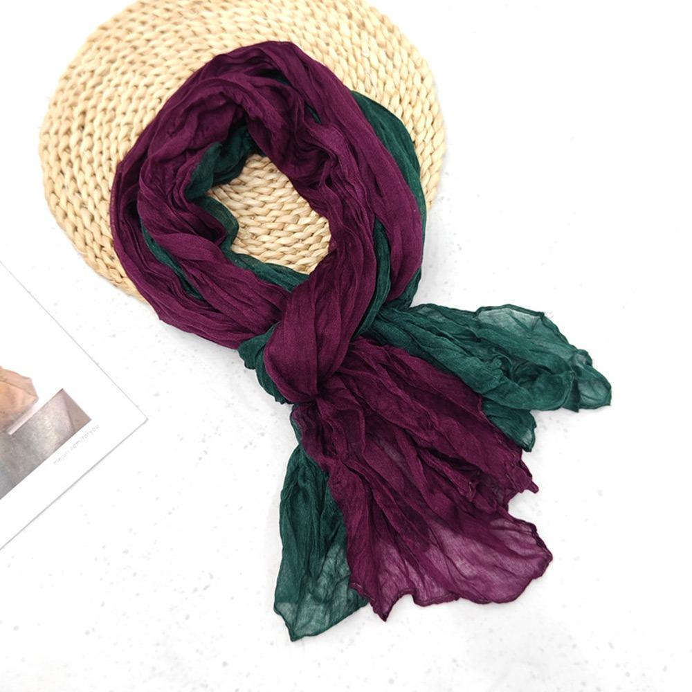 Gradient Blue Fold Shawl Soft Retro Cotton Hemp Scarf Fashionable Trend Sunscreen Scarf  Women