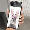 Süßes Kaninchen Baby Kaninchen Harte PC Handyhülle Für Samsung Galaxy Z Flip 6 5 4 3 Schwarze Hülle ZFlip6 Flip5 Flip4 5G Faltbar Druck Ca