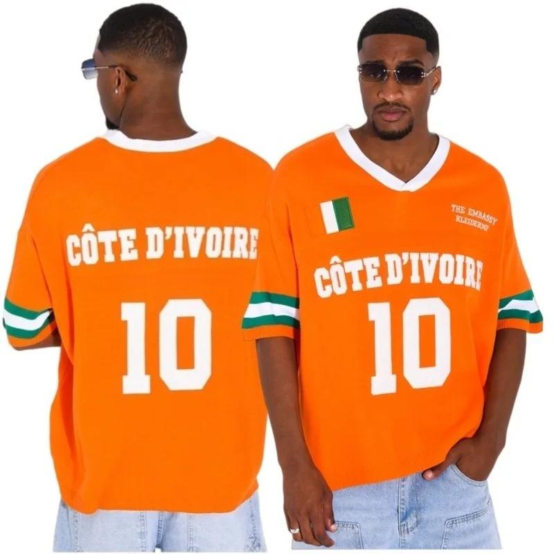2026 New Ivory Coast Themed Jersey with Ivory Coast Flag Elements, Unisex Breathable Casual Quick-Drying Short-Sleeve T-Shirt M
