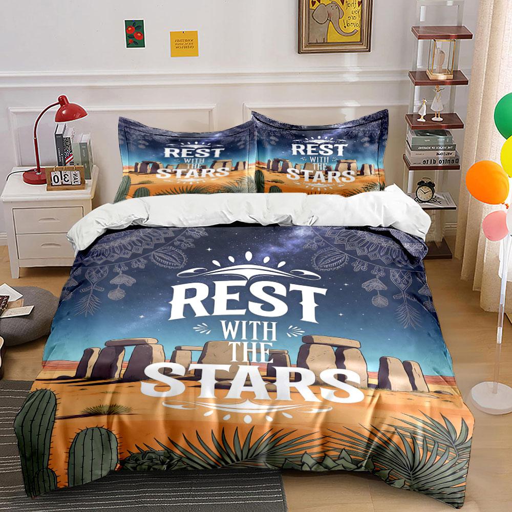 

Stonehenge, stars, cacti, foliage. Bedding sets Duvet cover sets Duvet covers Pillowcases(1 * Duvet Cover 2 * Pillowcases, without duvet insert) 135x200cm