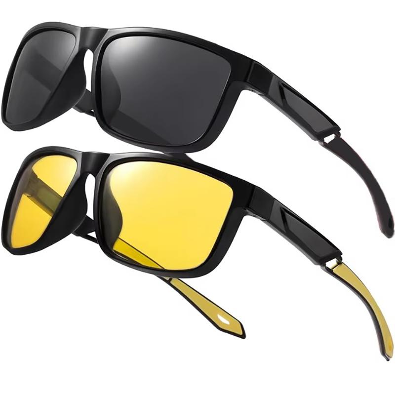 Mode Sonnenbrille für Herren Damen Klassischer quadratischer Rahmen Outdoor Fahren Spiegel Nachtsicht Sonnenbrille