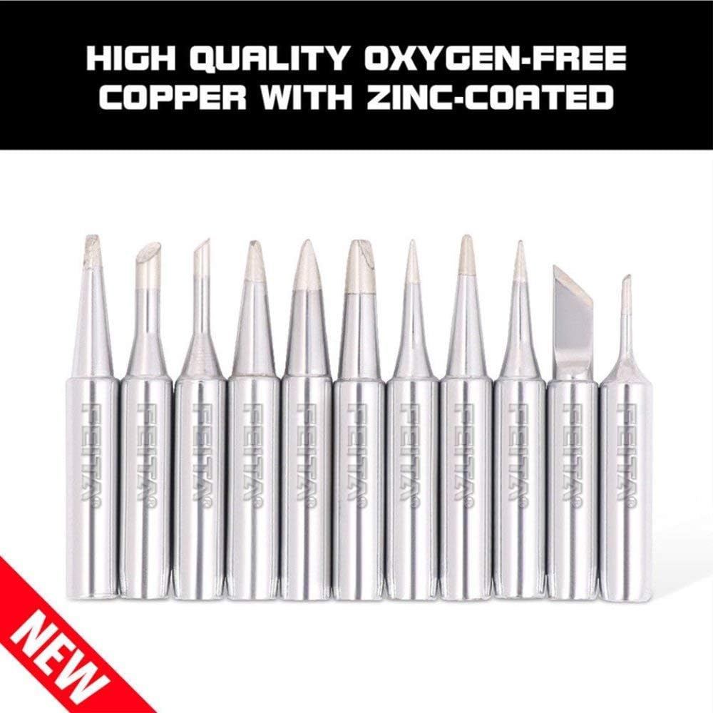 FEITA 900M-T Soldering Iron Tips 60W Replacement Solder Tip for Electric Soldering Station 936, 937, 907 Tools Supplies (B/I/K/D/C-Type 11Pcs)