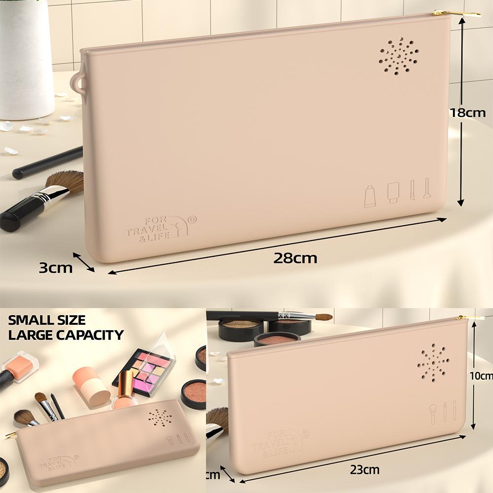 2pcs Travel Makeup Bag, Silicone Cosmetic Makeup Brush Holder, Makeup Sponge Case Portable Makeup Tools for Women Girls