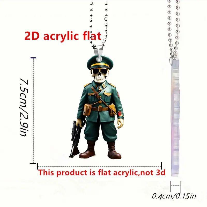 Skeleton Vintage Acrylic Soldier Car Pendant Charming Interior Decoration Accessory