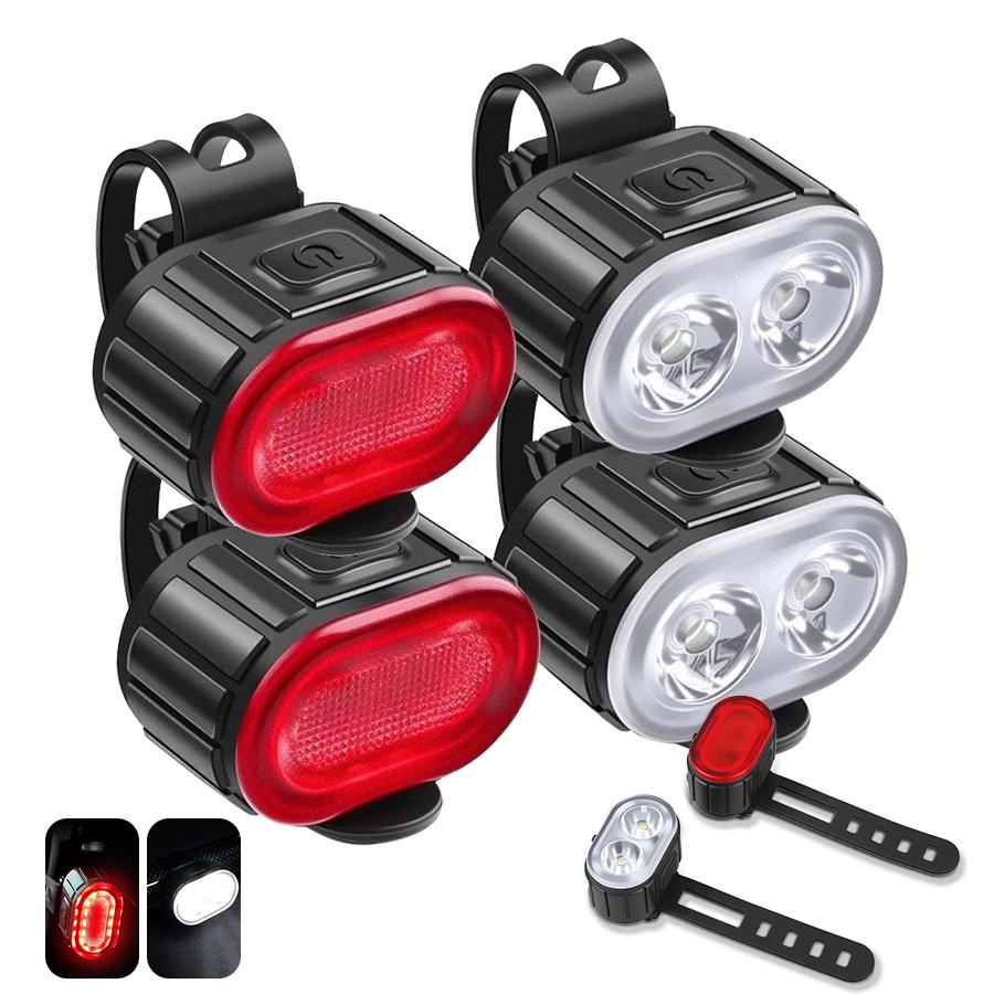 USB Rechargeable Bicycle Lights Bike Safety Warning Lamp Outdoor Waterproof Cycling Flashlight For Mountain And Road Bikes