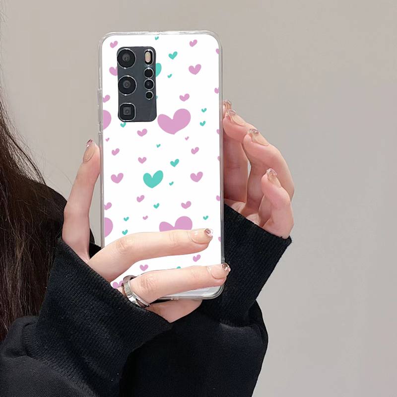Loving Heart Ripple Phone Case For Huawei Mate P10 P20 P30 P40 P50 Smart Z Honor 50 60 70 Pro Lite Transparent Case