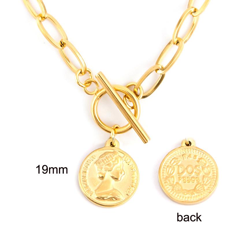 Stainless Steel Summer NECKLACE For WOMEN lucky Coin Penny Long CHOKER GOLD COLOR PENDANT collares de moda Boho Collier