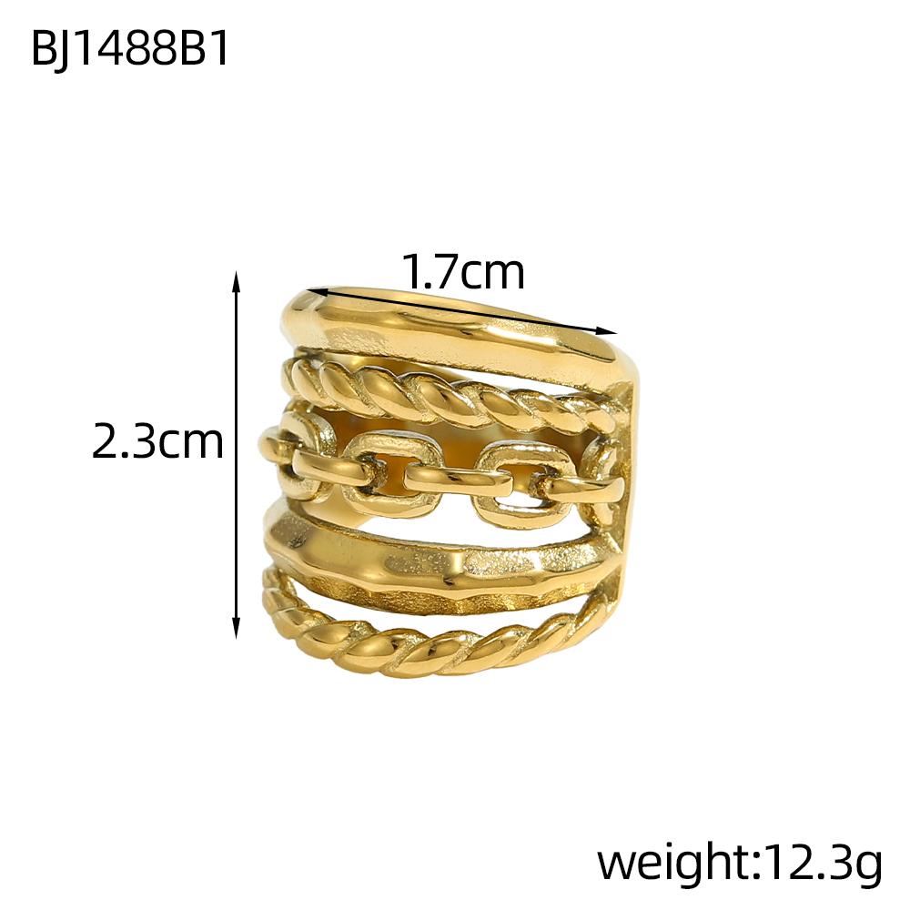 CARLIDANA New Chunky Rings Waterproof Non Tarnish Chunky Heart Stainless Steel Big Gold Plated Open Geometric Rings for Women