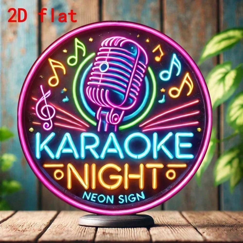 1 Stück 8 Runder Karaoke-Nacht Metallschild, 2D Flachdruck Eisen Wandkunst, Nicht beleuchtete Dekoration für Bars Cafés Garten