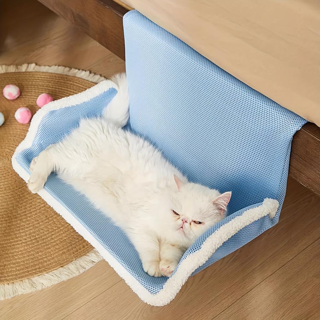 1pc Contemporary Style, All-Season Window Hanging Cat Bed - Soft Gray with White Edging, Perfect for Napping, Ideal for Bedside,Window Sill,or Balcony