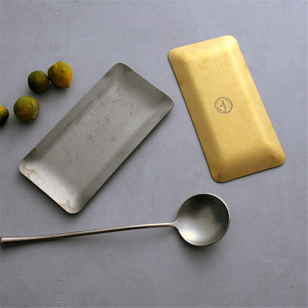 Vintage Metal Small Plate, Gold and Silver Creative, 304 Stainless Steel, Towel Tray, Storage Tray, Dish, Japanese