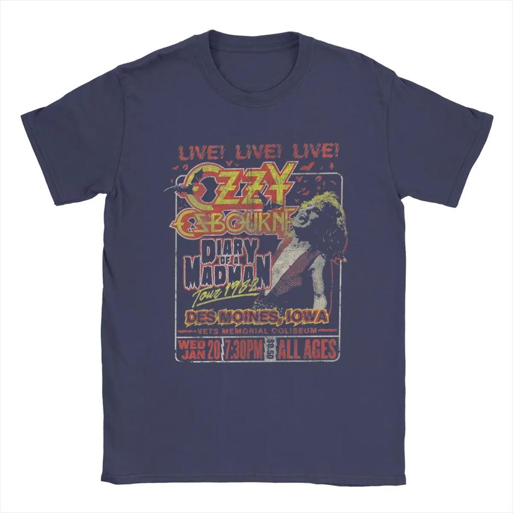 Casualowe na żywo dla wszystkich grup wiekowych Dziennik Ozzy'ego Osbourne'a Koszulki dla mężczyzn Okrągły dekolt Czysta bawełna T-shirt Krótki rękaw T-shirt Duże rozmiary Topy