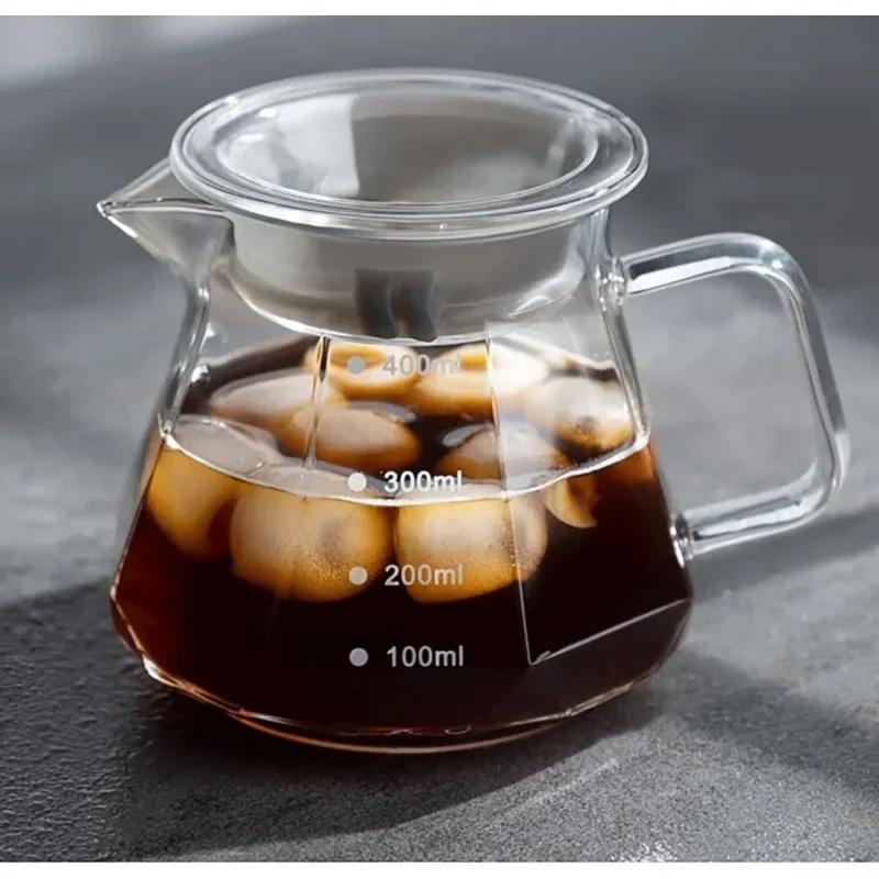 Glass Coffee Server for Drip Coffee Maker,Diamond Fashion Design Glass Coffee Carafe,Coffee Pot with Lid,Pour Over Coffee Filter