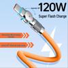 120W Super Fast Rotating Type-C Charging Cable for Huawei, Vivo, Oppo, Honor 6A - Thickened Design for Flash Charging