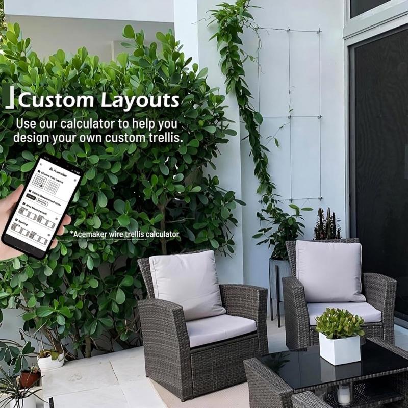 Adjustable 52 Inch Rust Proof Gardening Wire Rope Sturdy Plant Trellis System for Indoor Outdoor Vertical Growth