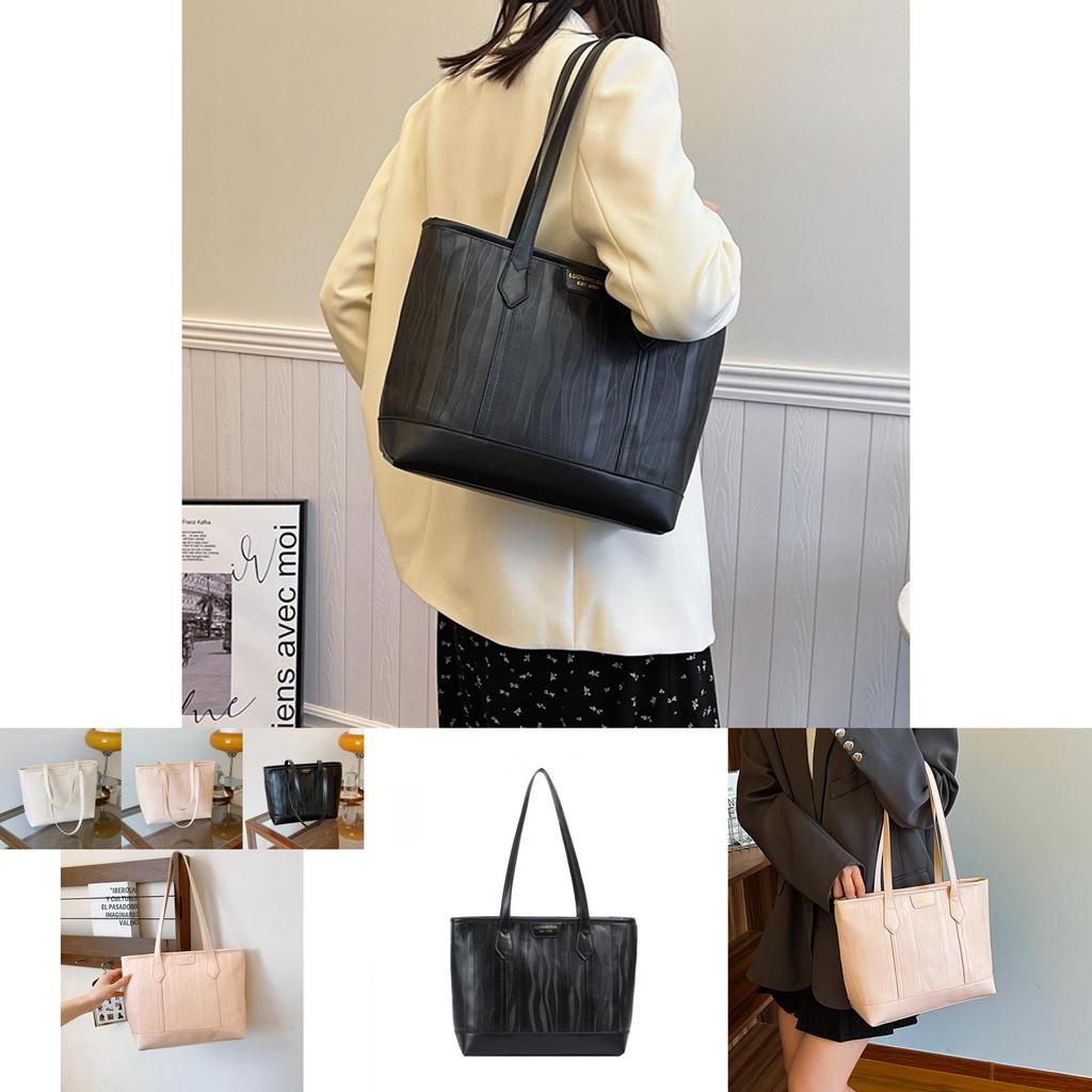 Elegant Pu Leather Large Capacity Tote Bag For Women Stylish Daily Handbag With Zipper Closure