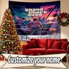 Custom Name Personalized Grand Theft Auto Print Tapestry, Wall Art Decor, Bedroom, Dorm, Apartment, LivingRoom, Party Backdrop, Gift for Birthday