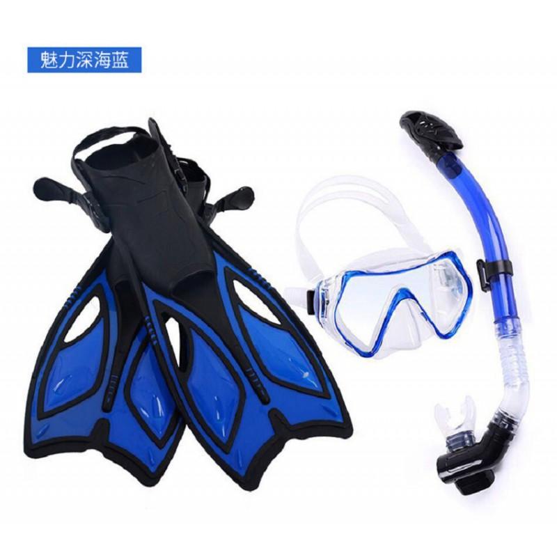 Schnorchelausrüstung Set Full Dry Silikon Myopie Anti-Beschlag Tauchmaske Flossen Schnorcheln