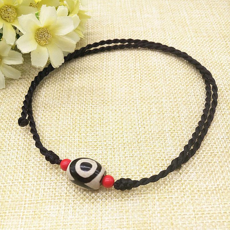 Tibetan Ethnic Three-Eyed Dzi Clavicle Necklace - Unisex Spring/Summer Accessory