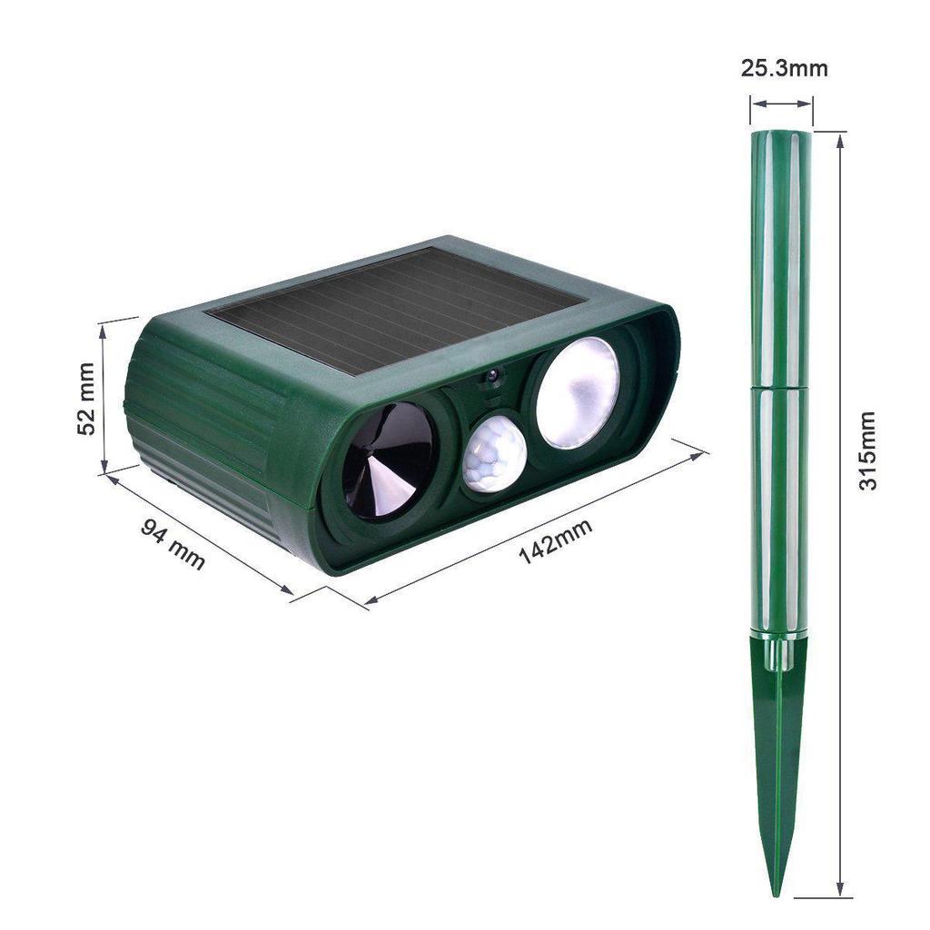 Solar-Powered Pest Repeller with Flashing Light for Cats, Dogs, and Birds