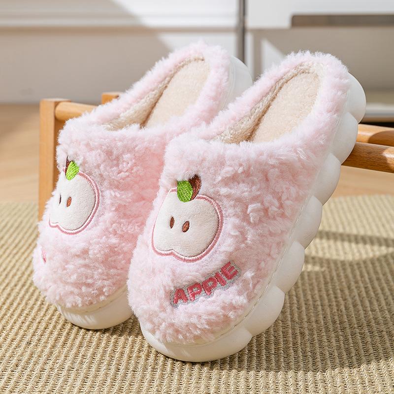 Apple Alphabet Drag Autumn and Winter Couple Casual Home Cotton Shoes Warm and Comfortable Household Cotton Slippers