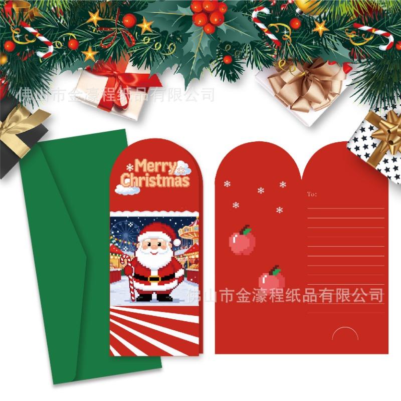Creative Folding Cartoon Christmas Greeting Card Set With Envelopes And Stickers