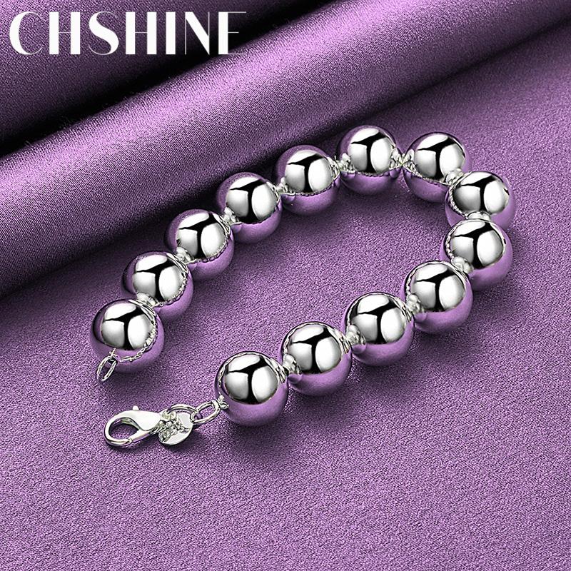 CHSHINE New 925 Sterling Silver 14mm Beaded Bracelet For Women Wedding Party Fashion Charm Jewelry