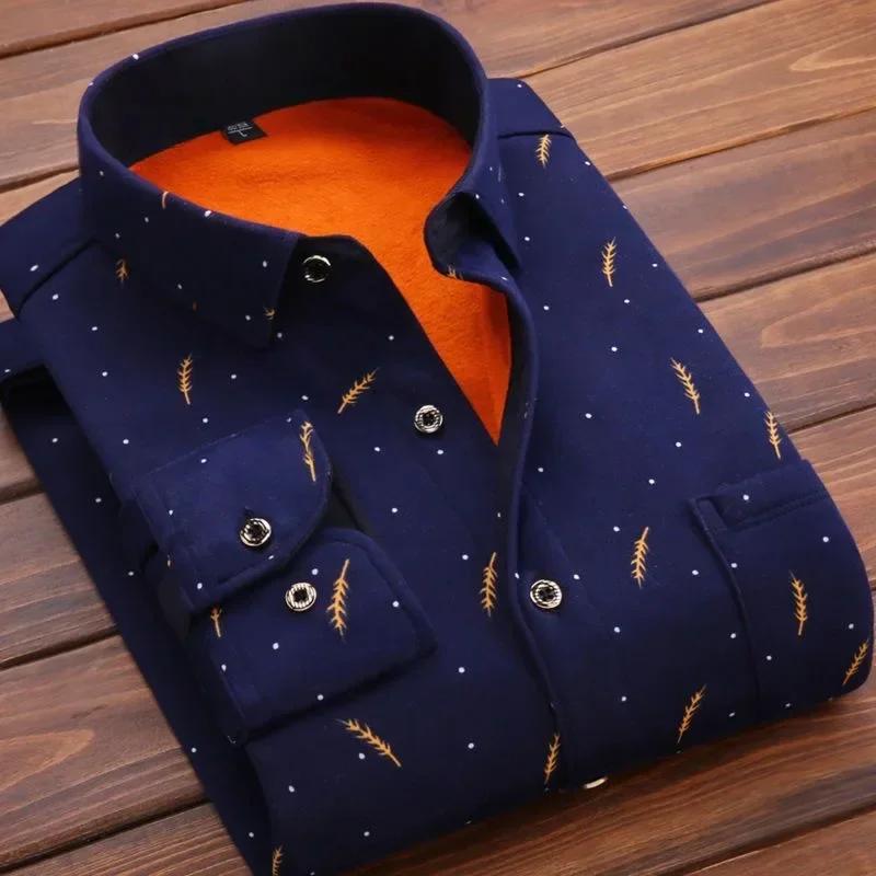 2025 Men's Casual Warm Shirts Autumn Winter Long Sleeve Plaid Shirt Thick Warm Tops Men High Quality Soft Large Size Shirt Camisa