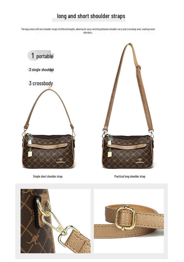 2026 New Fashion Large-Capacity Printed Crossbody Shoulder Bag for Middle-Aged Women