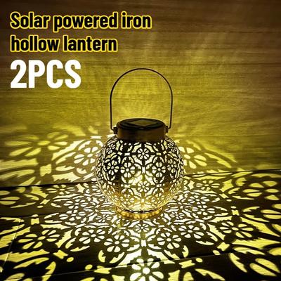 Solar Außenleuchten Deko für Tisch Terrasse Garten Hof Solar Laterne Außen Wasserdicht Hängend Metall Dekorative Gartenleuchten Weihnachten