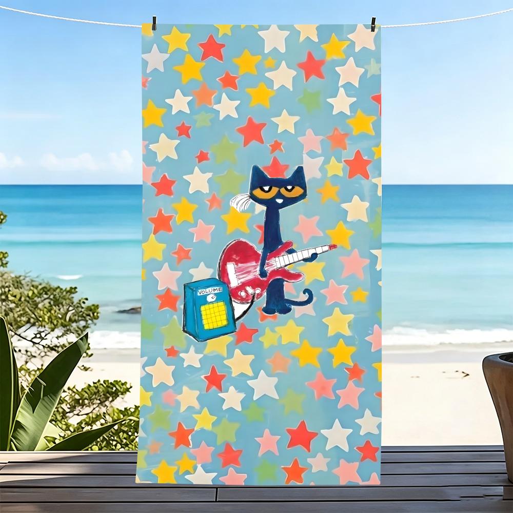 P-Pete The Cat-S Towel Microfiber Beach Towel, Quick-Dry, Sand-Free, Ultra-Fine Fiber, Super Soft.