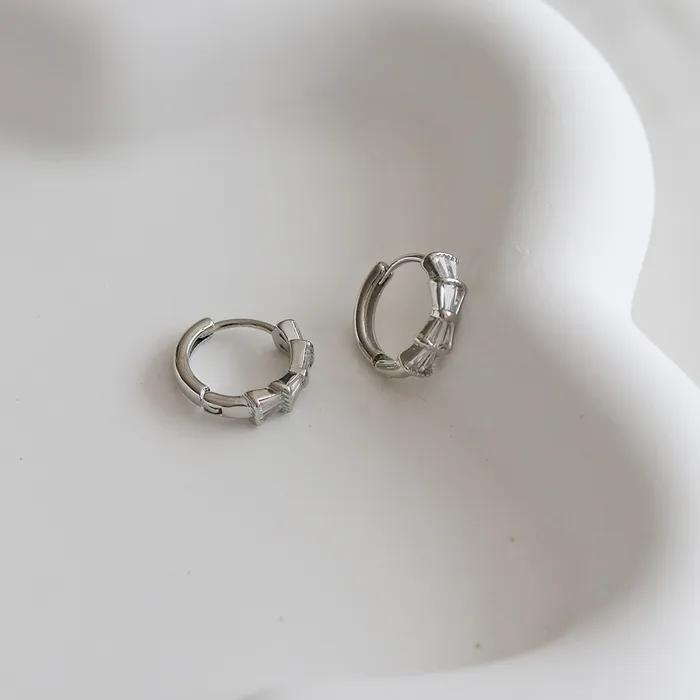 _FF18 925 Silver Gemstone Mini Hoop Earrings