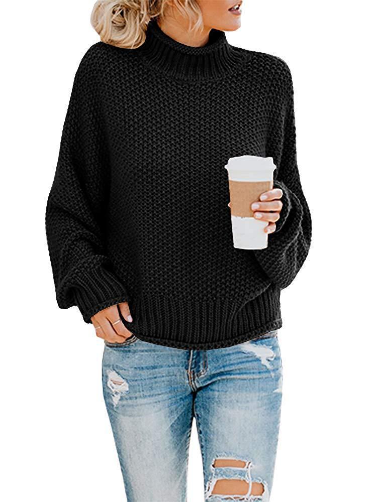 Women's Loose High Neck Pullover Sweater for Autumn/Winter 2026 - Plus Size European/American Style