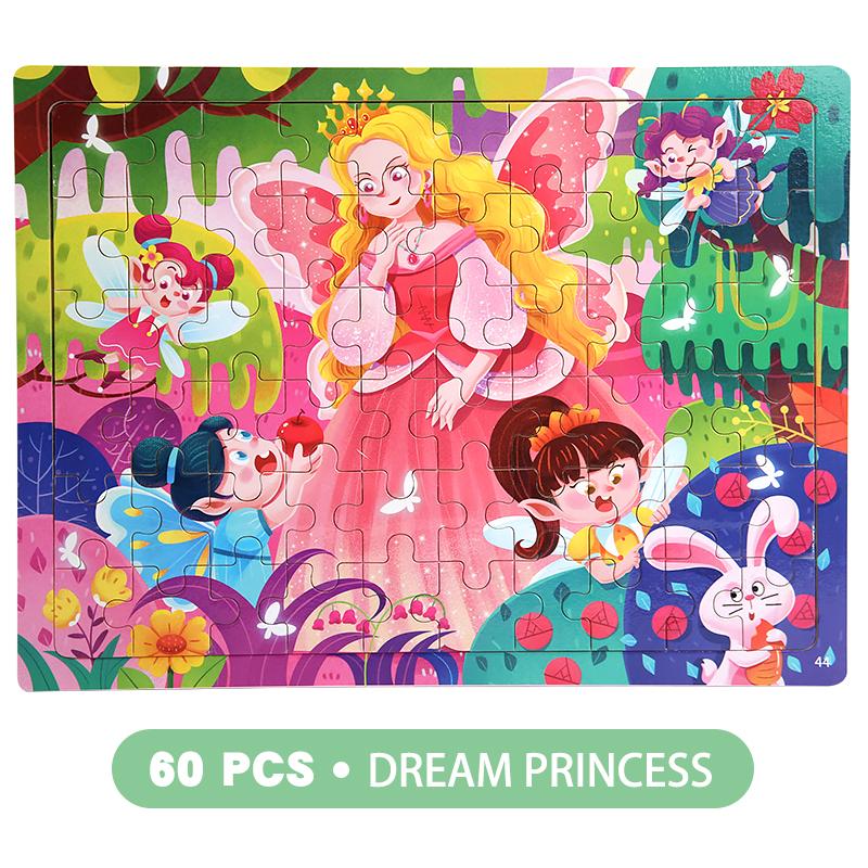 

60 Pieces Montessori Wooden Puzzle Cartoon Animals Pattern Jigsaw Puzzles Game Kids Educational Learning Toys Gifts for Children