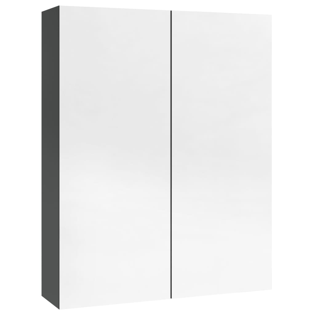 Vidaxl Szafka Łazienkowa Z Lustrem 60X15X75 Cm, Mdf, Szary Z Połyskiem