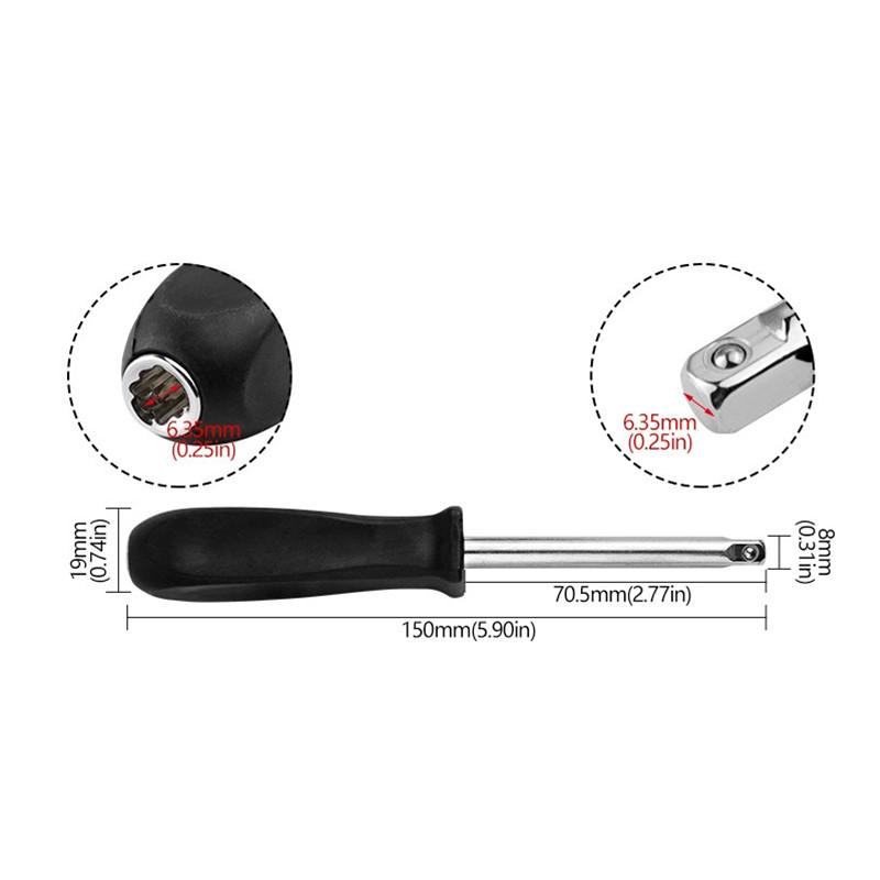 150 MM Spanner 1/4-Inch Female Square Drive Handle Socket Wrench For Small Flying Ratchet Wrenches Slide Rod AD Connectors