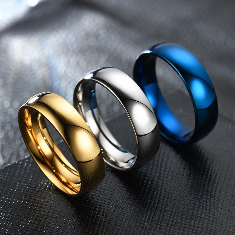 6mm Duhové Barevné Hladké Povrchové Prsteny pro Ženy Trendy Roztomilé Svatby z Nerezové Oceli