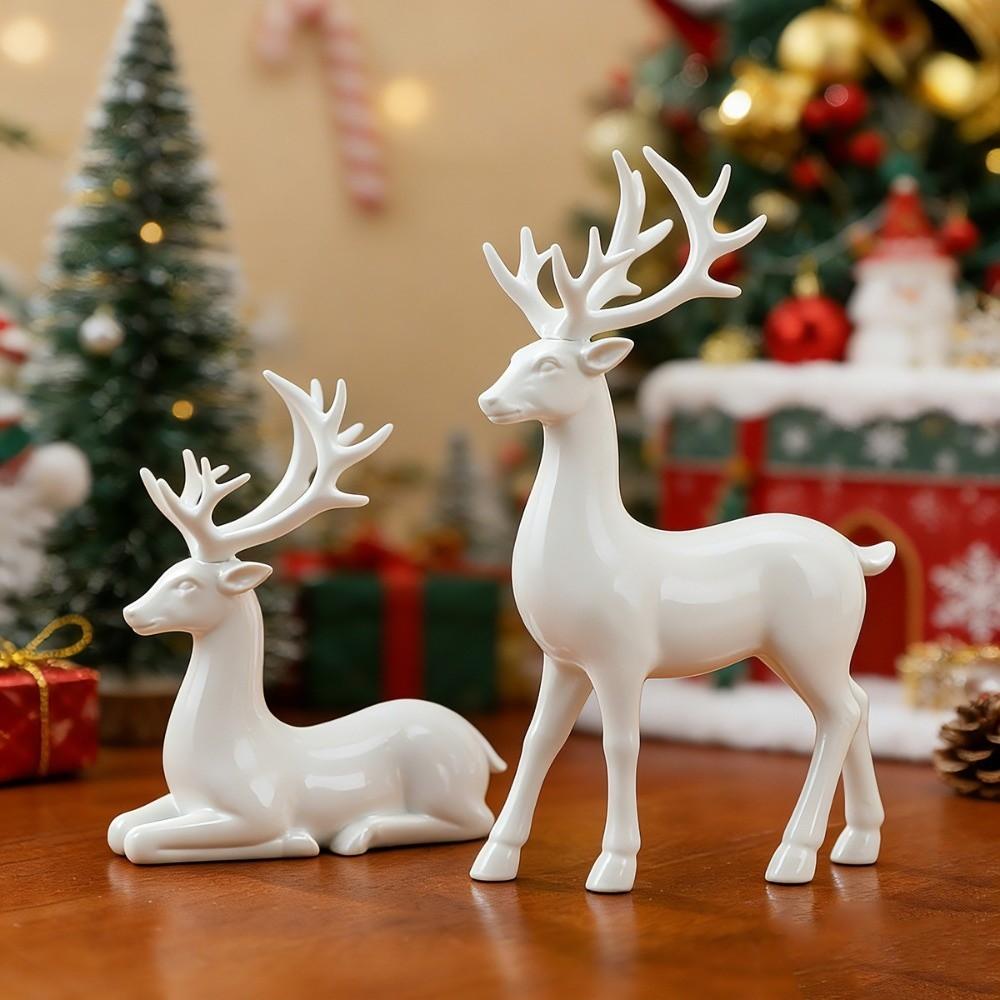 Creative Deer Desktop Ornament Modern Sitting/Standing Position Christmas Deer Statue Cute Exquisite Elk Home Decor Living Room