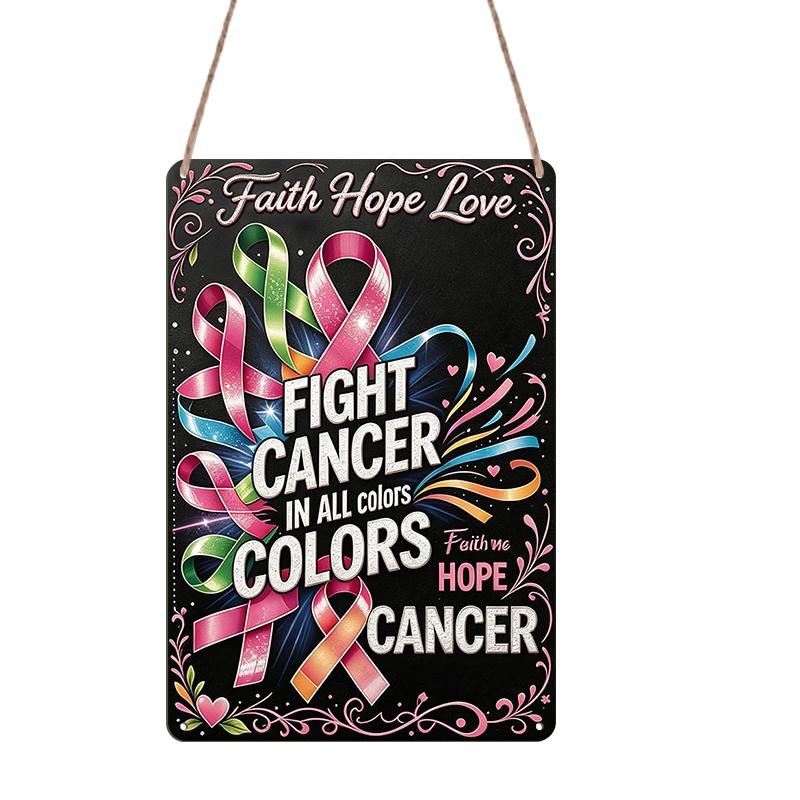 2D Flat, 1pc Multi Color Cancer Awareness Ribbon Aluminum Sign, Breast Cancer Awareness Month Decor, Cancer Walk Event Fence, Hospital Lobby Display