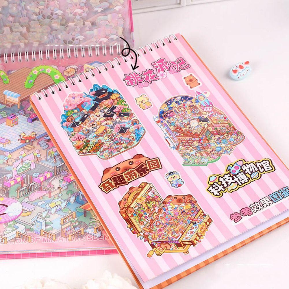 Cartoon Miniature Scene Collection PET Tent Sticker Decoration New Landscape Sticker Book  Kids