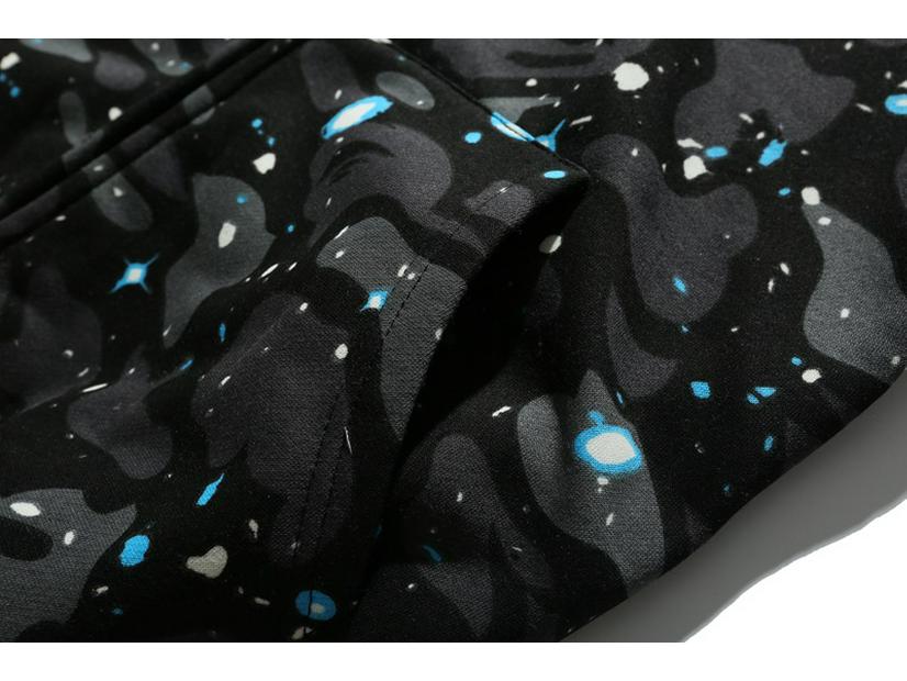 Pánská svítící mikina s hlavou žraloka - Se zipem, volný střih, s plyšem