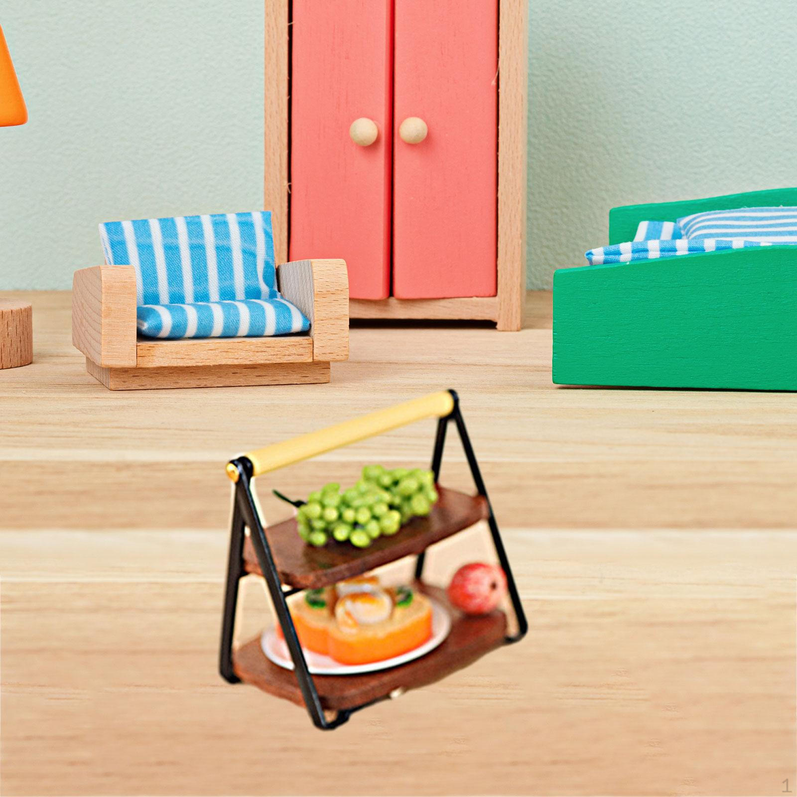 

Фруктовая полка Аксессуары для кукольного домика Хлебная стойка Миниатюрная Имитация Дисплей Хранение для 1/8 чёрный