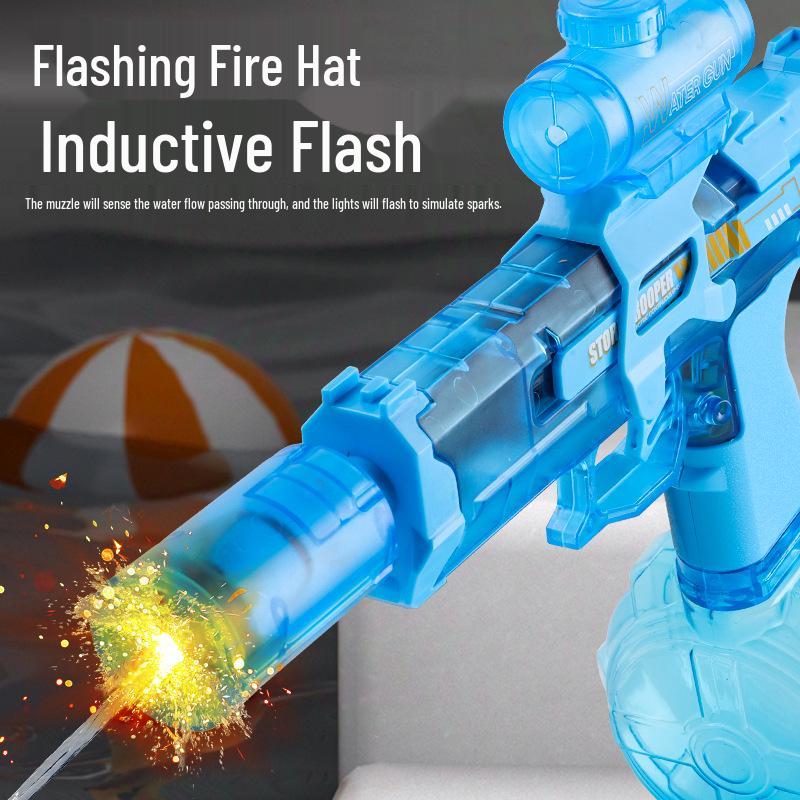 Large Capacity Electric Water Gun Toy for Kids - Continuous Spray and Fire Light Effects