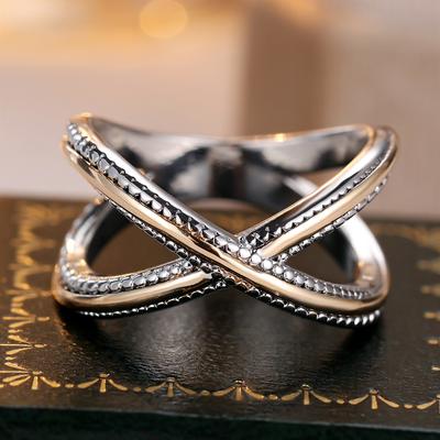 Semplici Eleganti Anelli da Dito Geometrici a Croce Color Argento Oro per Donne Moda Vintage Gioielli da Matrimonio Regalo