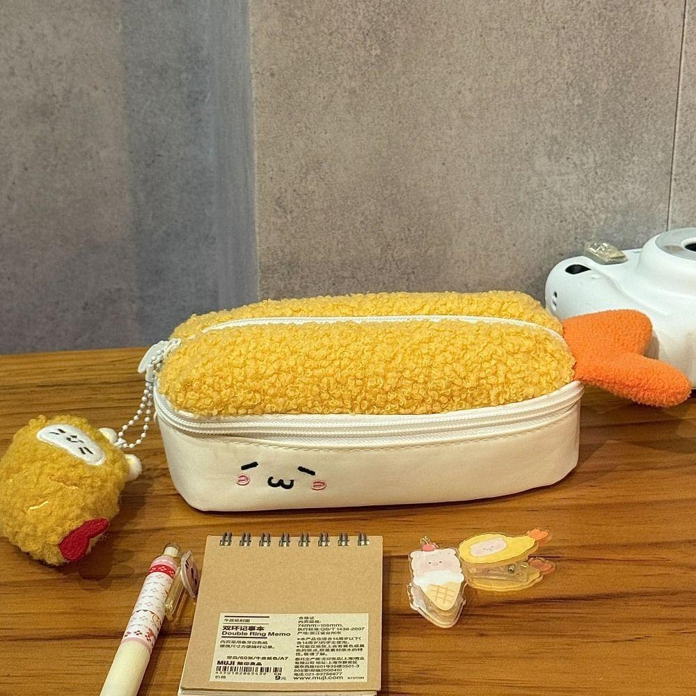 Plush Pen Bag Fried Shrimp Shape Stationery Bag New Pencil Case  School Office