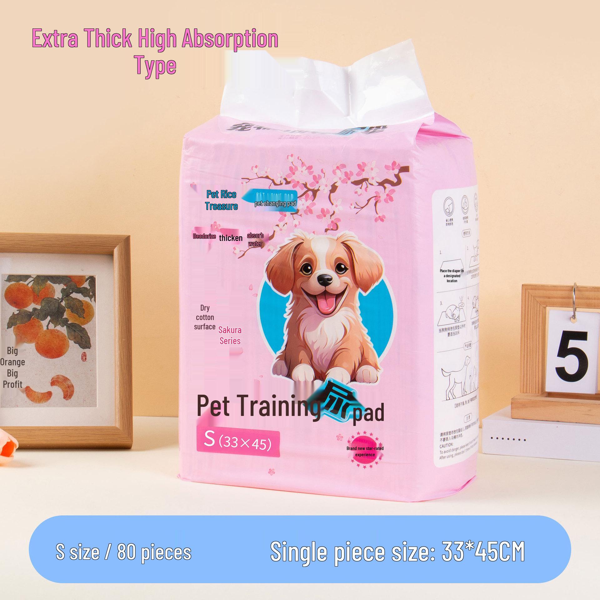 Cherry Blossom Disposable Pet Urine Pad - Absorbent, Thick, Deodorizing Mat for Cats and Dogs