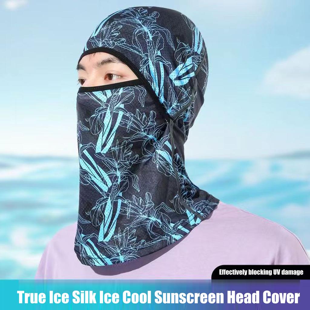 Summer Cool Balaclava Ice Silk Cycling Full Face Cap Sun Anti-UV Protection Sports Face Cover Headwear Bike Motorcycle Men's Hat