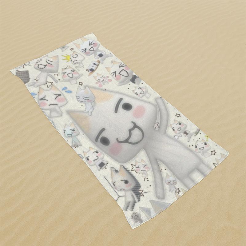 Kawaii Japanese Cat Microfiber Beach Towel Quick Dry Soft Absorbent Bath Towel for Kids Adults Summer Pool Swimming